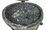 Green/Gray Quartz Jewelry Box Geode With Metal Stand #171864-1